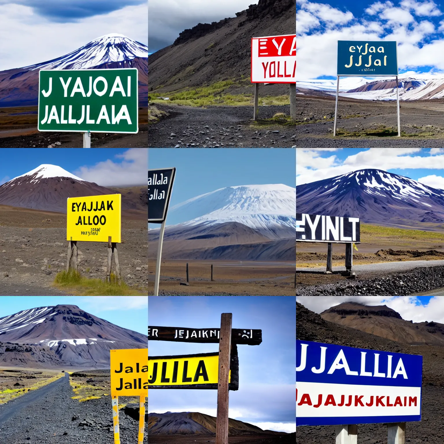 Image similar to a sign that says eyjafjallajokull