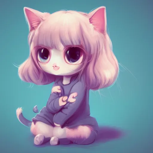 Image similar to Chibi pastel cute style drawn cat, hyperdetailed, artstation, cgsociety, 8k