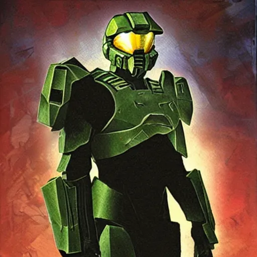 Image similar to Master Chief, by Dave McKean