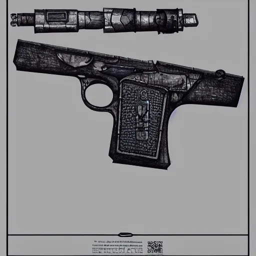 Prompt: deckard pistol design from blade runner