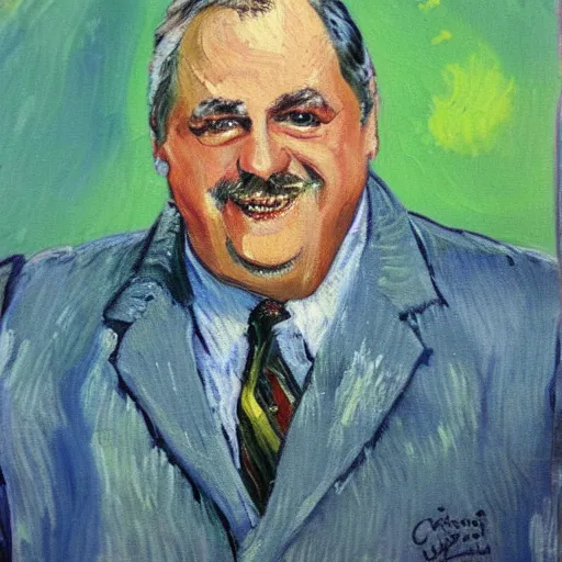 Image similar to a painting of christopher hewett playing tv sitcom character mr. belvedere, trending on artstation, impressionist style, gogh