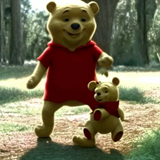 Image similar to A still of Keanu Reeves as Winnie the Pooh