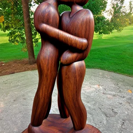 Image similar to a wood masterpiece symbolizing kissing