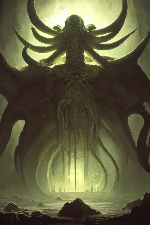 Image similar to cthulhu, digital art, magic the gathering, mtg, by greg rutkowski, trending on artstation