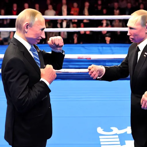 Prompt: a boxing match between Joe Biden and Vladimir Putin
