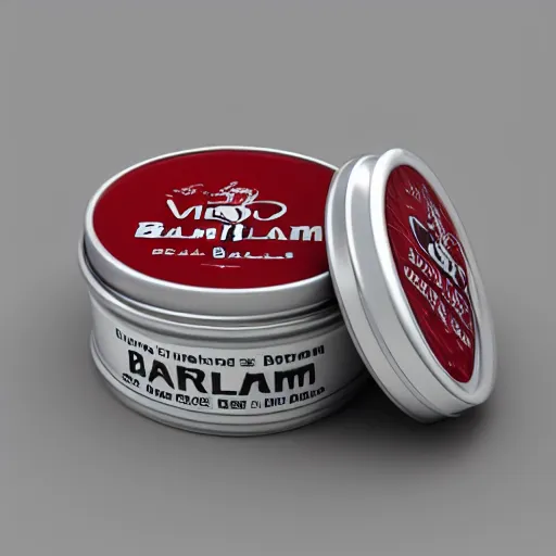 Prompt: 3 d render of vintage looking beard balm tin