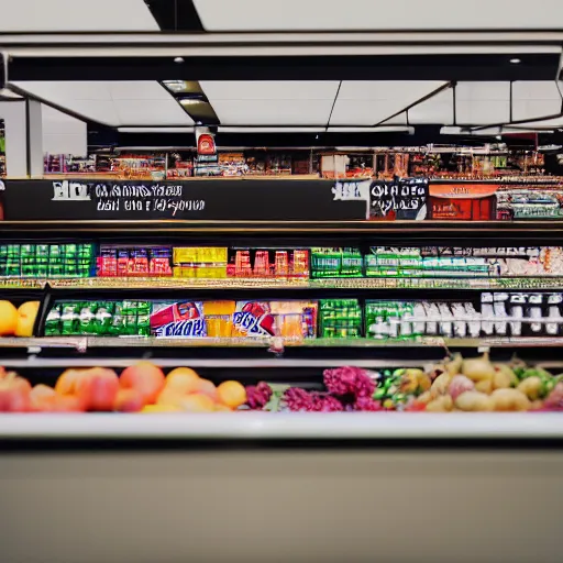 Image similar to grocery store checkout lane combined with television for people to watch. photography. 4 k. realistic.