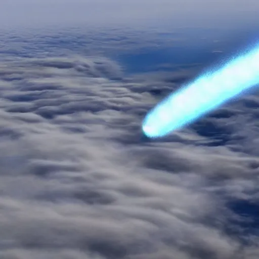 Image similar to cinematic areal shot electric field expanding turbulent fighter jets in the clouds