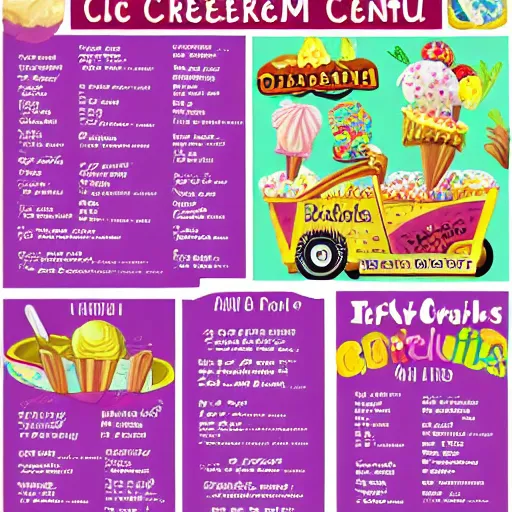 Image similar to ice cream truck menu for adults