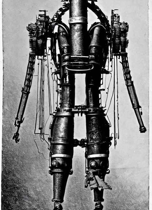 Image similar to 1 8 8 5 photo of a steampowered riveted glados from portal 2, daguerrotype, high quality