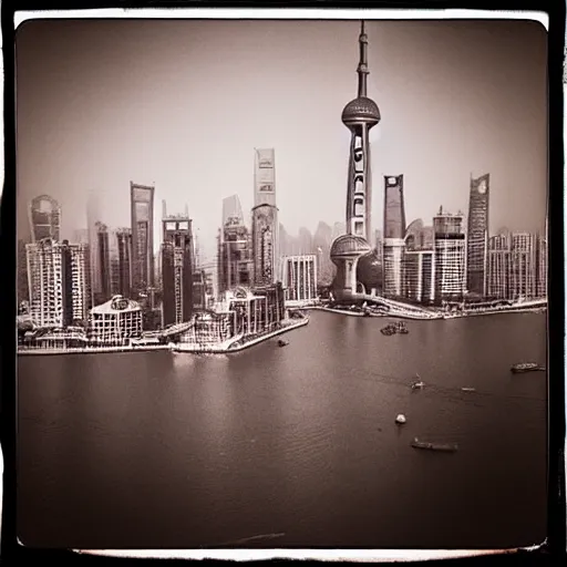 Image similar to “shanghai skyline photo by Ansel adams”