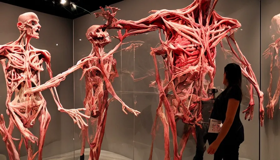 Image similar to big budget horror movie the body worlds exhibition