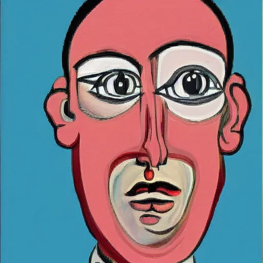 Prompt: George Condo surrealist portrait distorted illustration of a face