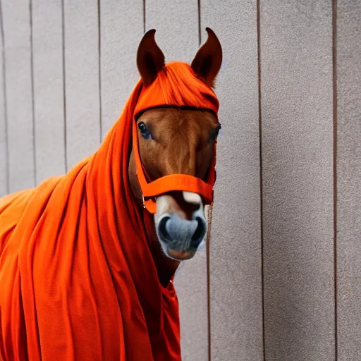 Image similar to horse using orange inmate clothes