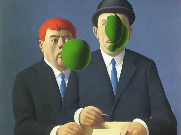 Image similar to a painting by rene magritte, high detail, high resolution