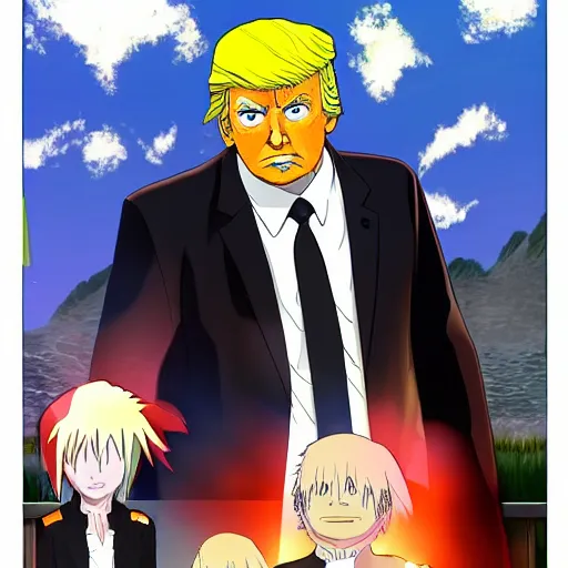 Prompt: donald trump as character in naruto anime