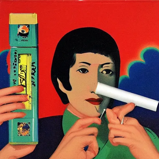 Image similar to vintage cigarette pack, by tadanori yokoo