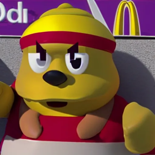 Prompt: king dedede working at mc donalds