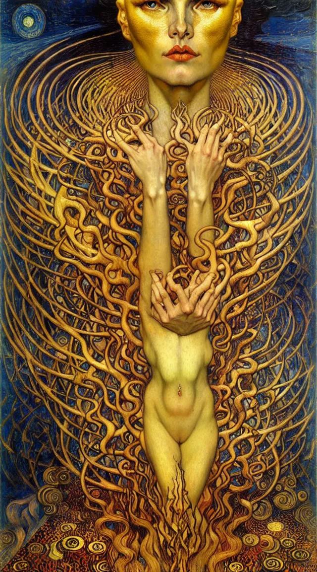 Image similar to Divine Chaos Engine by Karol Bak, Jean Delville, William Blake, Gustav Klimt, and Vincent Van Gogh, symbolist, visionary