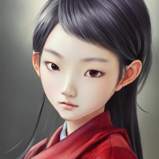 Image similar to dynamic composition, motion, ultra-detailed, incredibly detailed, a lot of details, amazing fine details and brush strokes, colorful and grayish palette, smooth, HD semirealistic anime CG concept art digital painting, watercolor oil painting of a Korean schoolgirl, by a Chinese artist at ArtStation, by Huang Guangjian, Fenghua Zhong, Ruan Jia, Xin Jin and Wei Chang. Realistic artwork of a Chinese videogame, gradients, gentle an harmonic grayish colors.