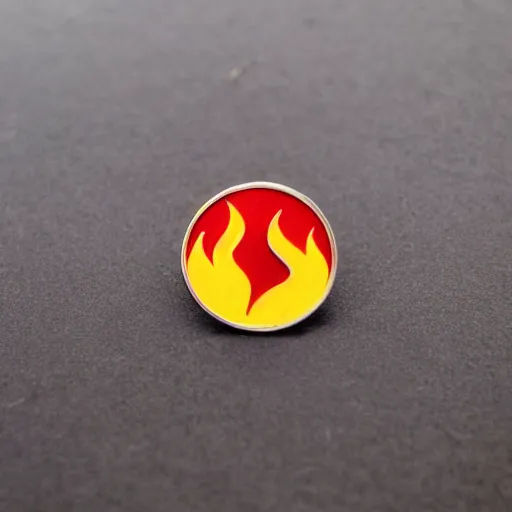 Image similar to an award - winning photo of a retro minimalistic clean fire warning enamel pin