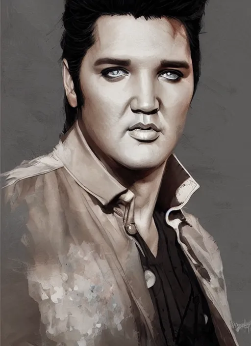 Image similar to Portrait of Elvis Presley, marvel comics, dark, intricate, highly detailed, smooth, artstation, digital illustration by Ruan Jia and Mandy Jurgens and Artgerm and Wayne Barlowe and Greg Rutkowski and Frank Frazetta