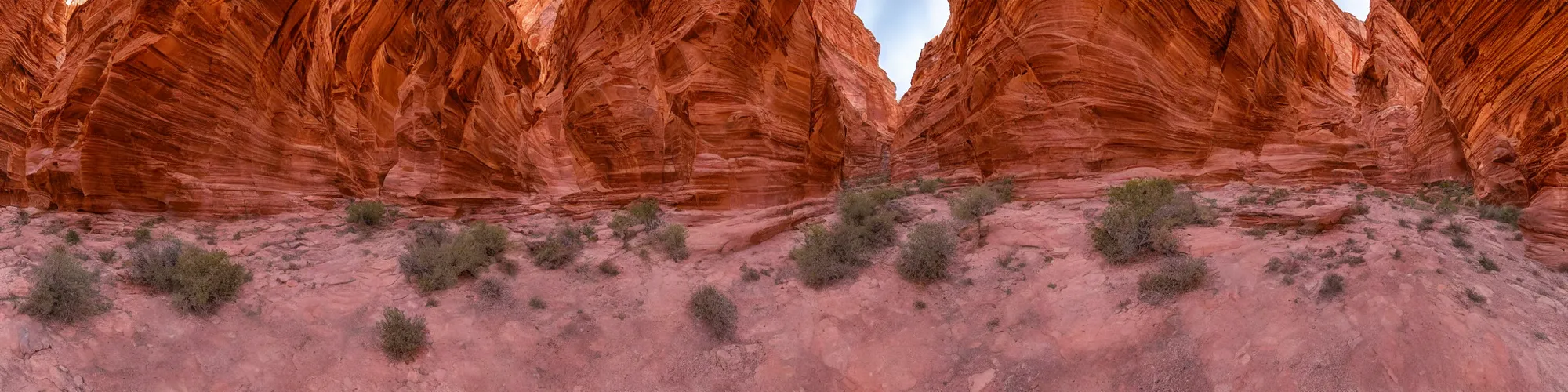 Prompt: panorama view of Golden Cathedral in Neon Canyon, Escalante National Park, Utah, 360*