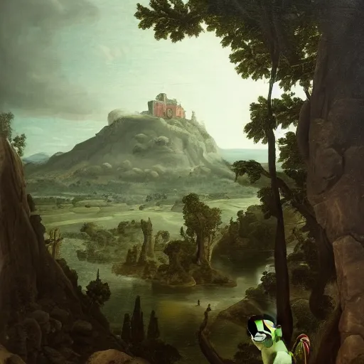 Image similar to a Pepe The Frog by Ansel Adams and Bernardo Bellotto, oil on canvas, artstation, dramatic scenery, masterpiece, aesthetic