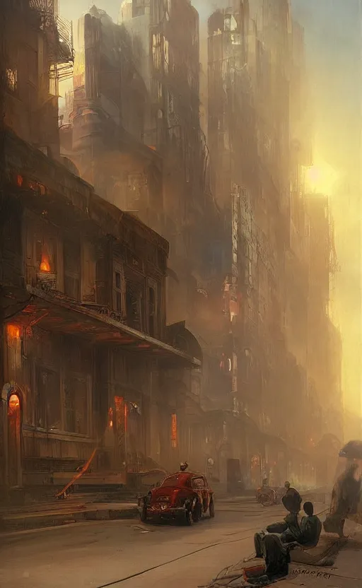 Image similar to detroit ghetto by raphael lacoste and adrian smith and delphin enjolras and daniel f. gerhartz