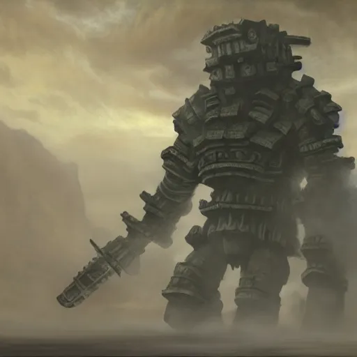 Prompt: Ghost, Shadow of the Colossus boss, matte painting, detailed, Shadow of the Colossus, oil on canvas