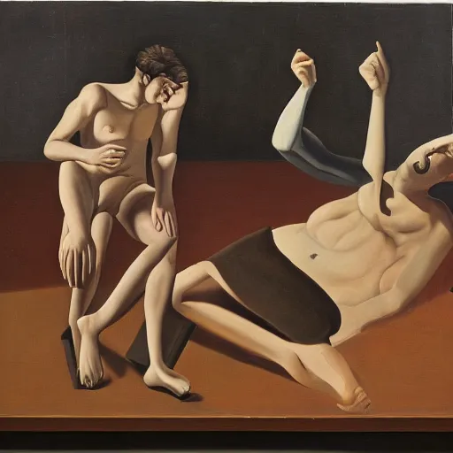 Image similar to the problem of evil, philosopy, by de chirico, by paula rego