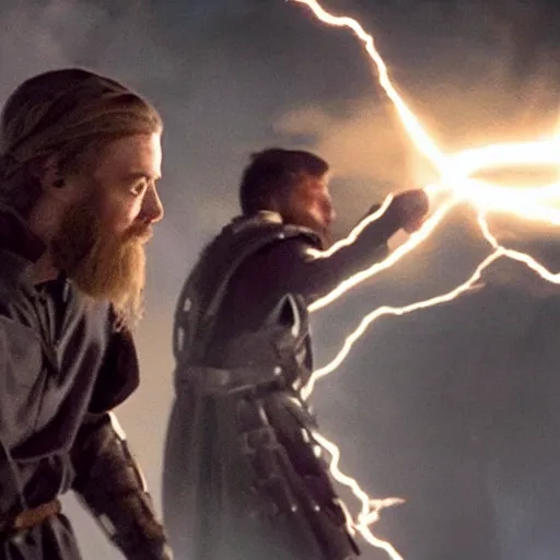 Prompt: Still from Lightning Wizard Wars Movie, great action, top production, exceptional lighting, highly upvoted