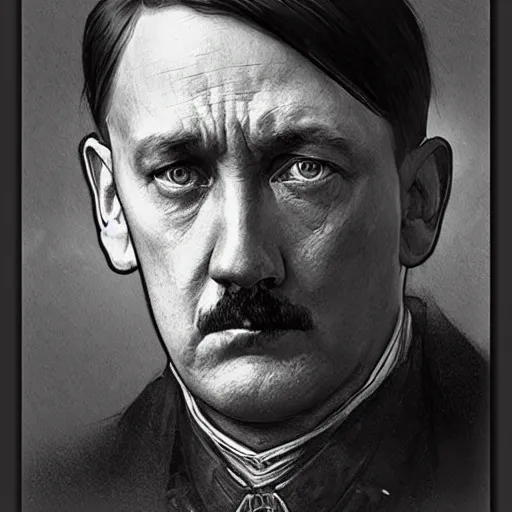 Image similar to amazing lifelike award winning pencil illustration of Adolf Hitler trending on art station artgerm Greg rutkowski alphonse mucha cinematic