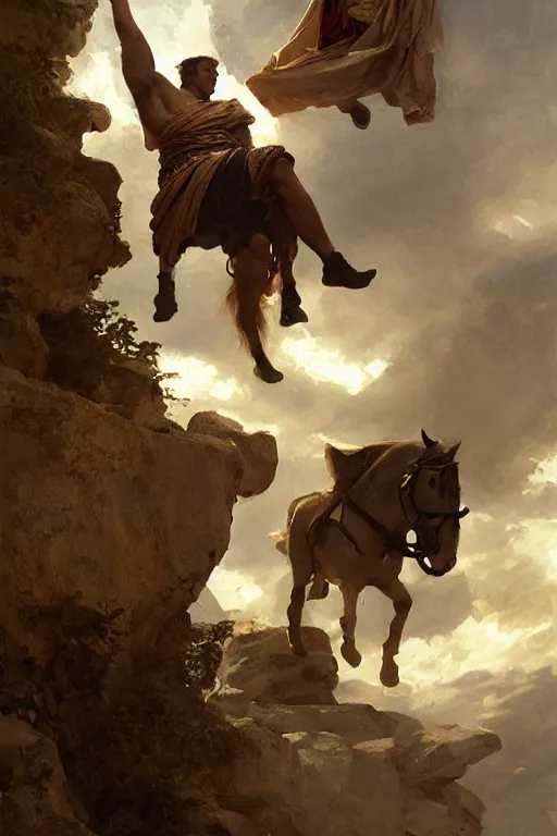 Image similar to ancient roman steve buscemi ascending wearing the civic crown while he levitates and hovers above the ground glowing with power small rocks and pebbles begin lifting off the ground around him, art by anders zorn, wonderful masterpiece by greg rutkowski, beautiful cinematic light, american romanticism by greg manchess, jessica rossier