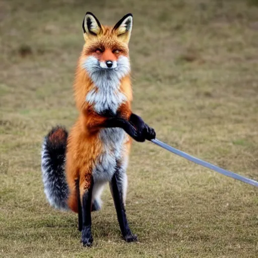 Prompt: fox holding a sword