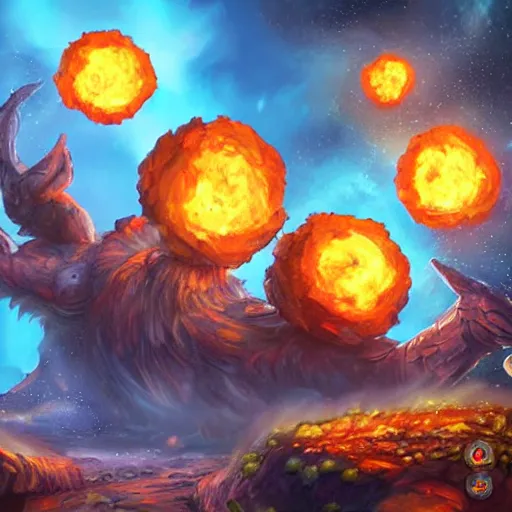 Image similar to giant fiery rocky balls rain, meteor shower, hearthstone art style, epic fantasy style art, fantasy epic digital art, epic fantasy card game art