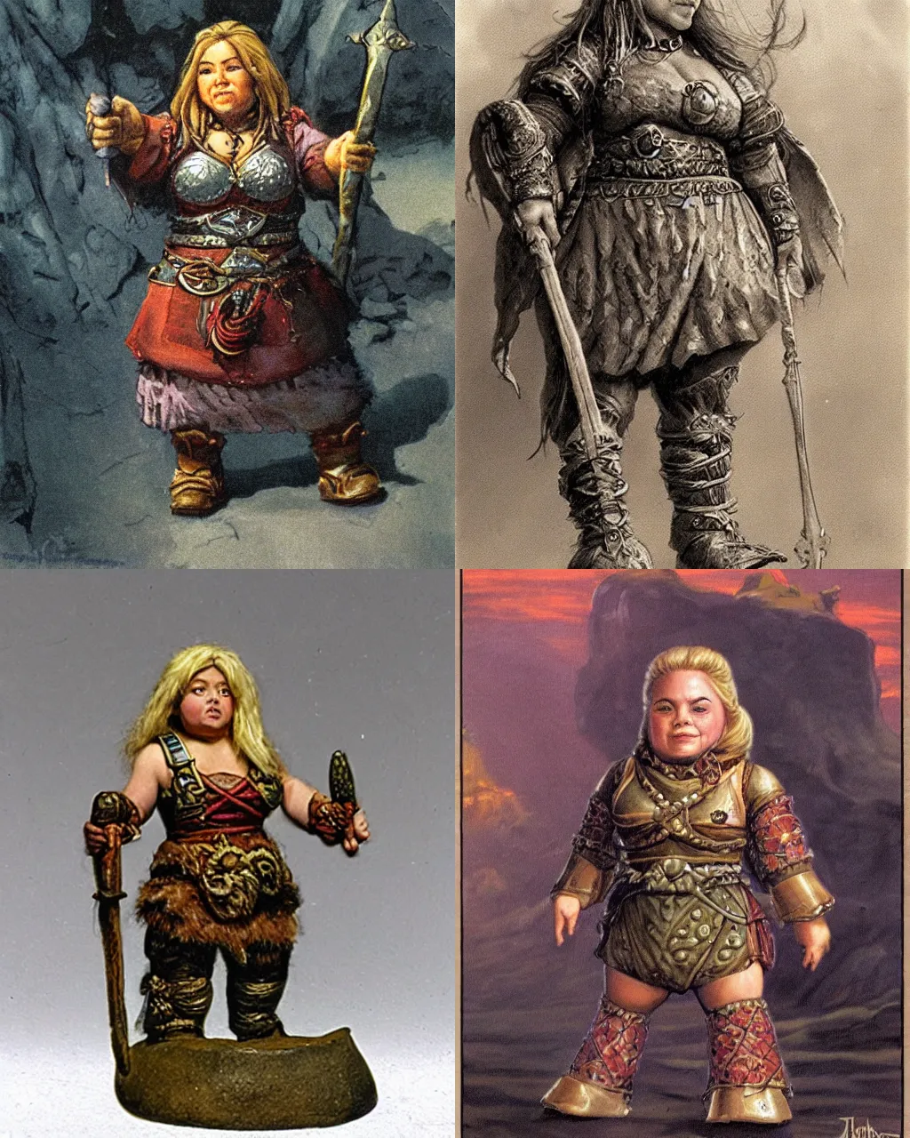 Prompt: female dwarf noblewoman, chubby short stature | by jeff easley