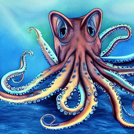 Prompt: octopus cat hybrid, high detail, realistic, ocean background