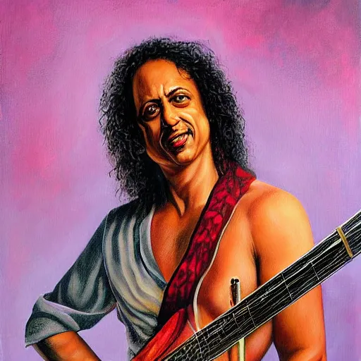 Prompt: kirk hammett painting by ravi varma