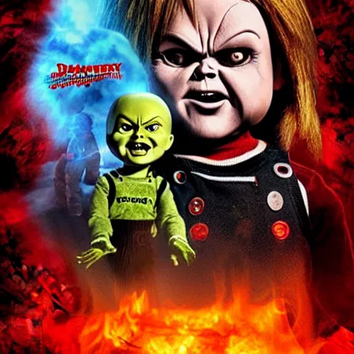 Image similar to Chucky versus Puppet Master Demonic Toys movie poster