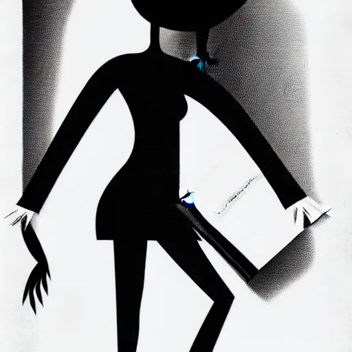 Image similar to book illustration of huge and hungry monster with women's legs wearing high heels, book illustration, monochromatic, white background, black and white image