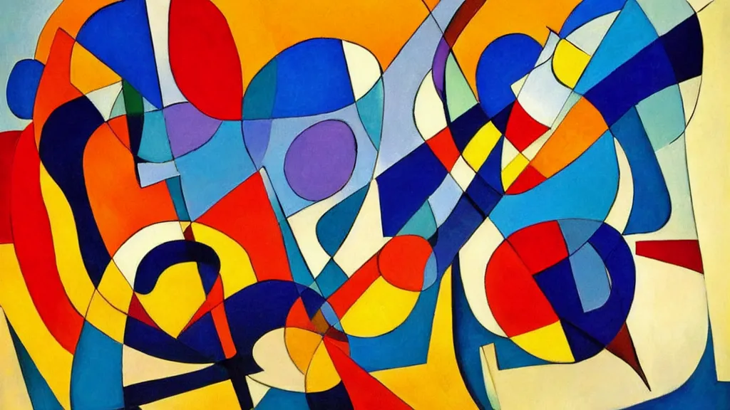 Image similar to abstract minimalism art painting, lines, forms, shapes, in style of kandinski,