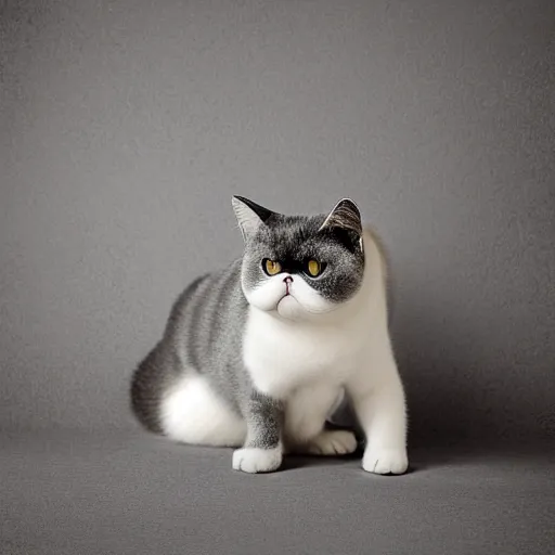 Image similar to exotic shorthair cat, solid grey, photograph