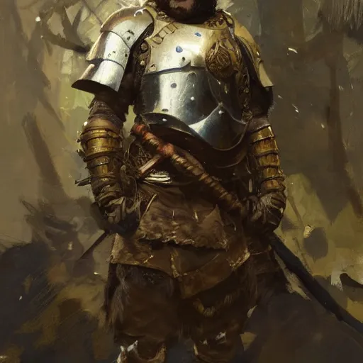 Image similar to portrait of warrior otter, shiny armor, by lindsey kustusch, anders zorn, greg rutkowski.
