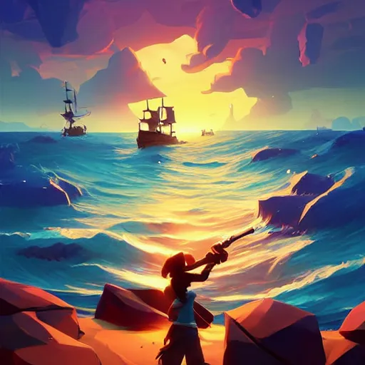 Image similar to painting treasure on sea of thieves game smooth median photoshop filter cutout vector, behance hd by jesper ejsing, by rhads, makoto shinkai and lois van baarle, ilya kuvshinov, rossdraws global illumination