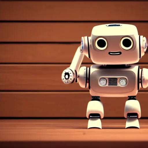 Image similar to a cute little robot consists of wood. super realistic 8 k render of a elegant, cinematic composition