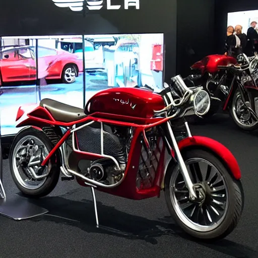 Image similar to a tesla motorcycle, technology museum