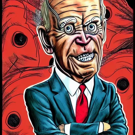 Image similar to freaky portrait of Joe Biden as Rat Fink by Ed 'Big Daddy' Roth and Junji Ito