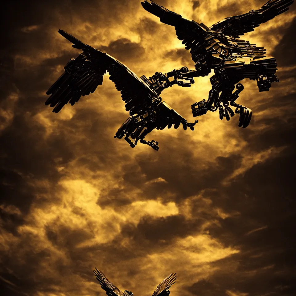 Prompt: robot eagle by caravaggio, dynamic lighting, cinematic, epic composition, masterpiece