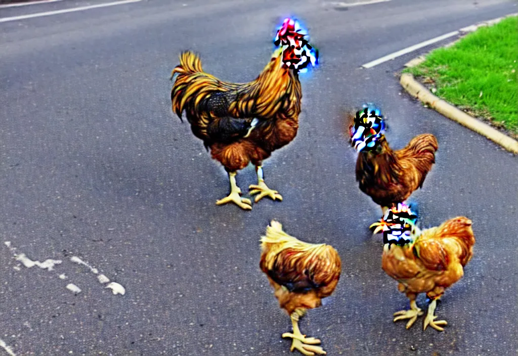 Image similar to why didn't the chicken cross the road?